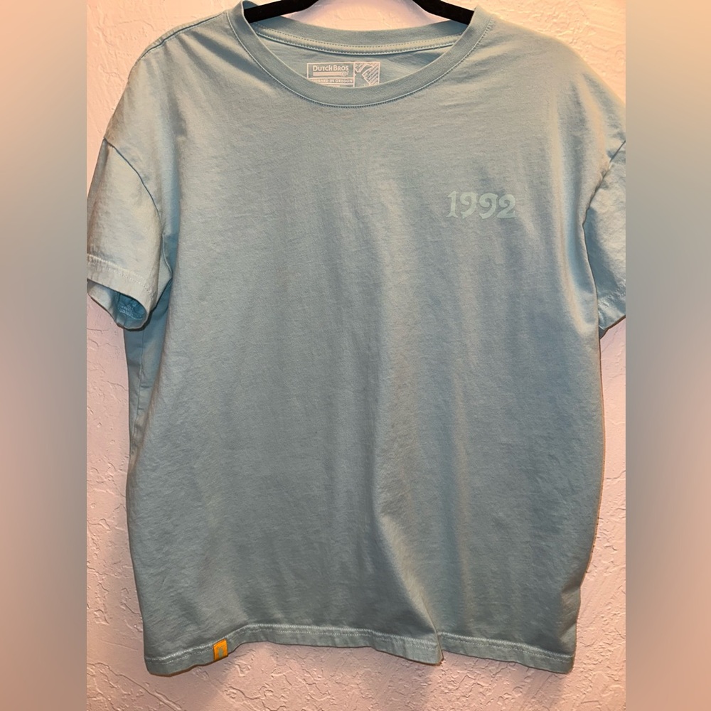 Women’s Large Light Blue Surfer Dutch Bros 1992 T-shirt.